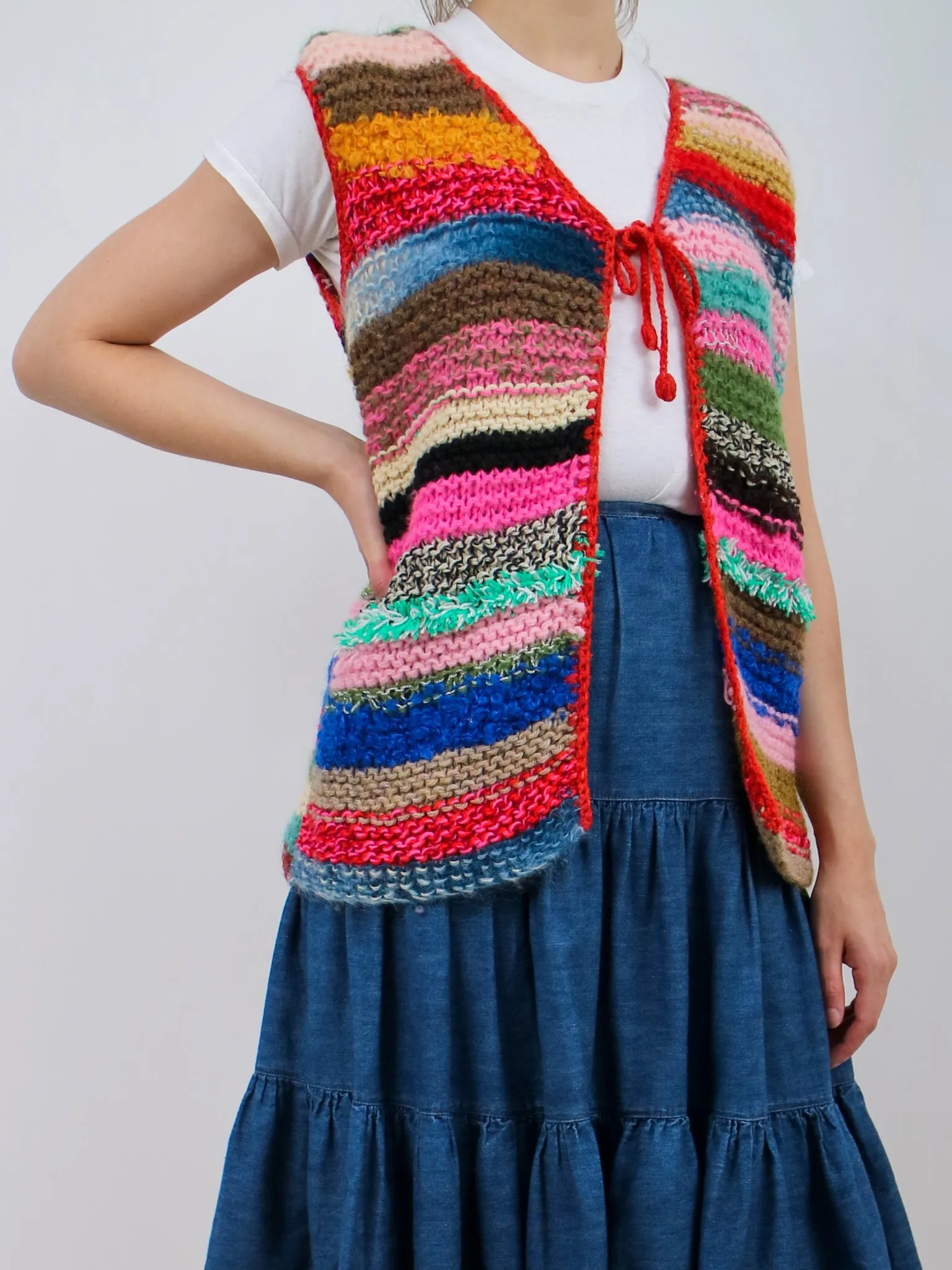 1970s Italian Made Knit Rainbow Vest