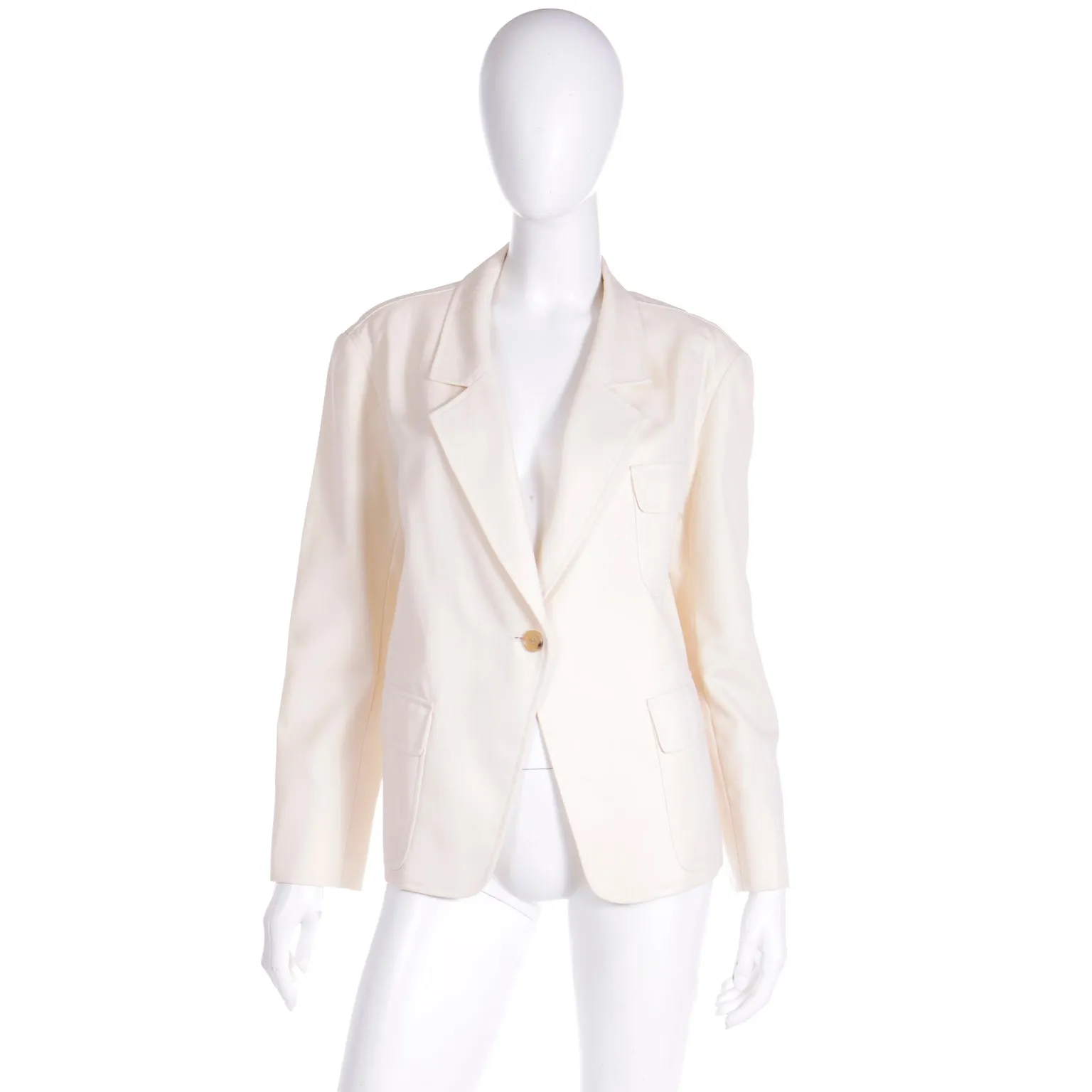 1990s Isaac Mizrahi Vintage Boxy Cream Wool Blazer