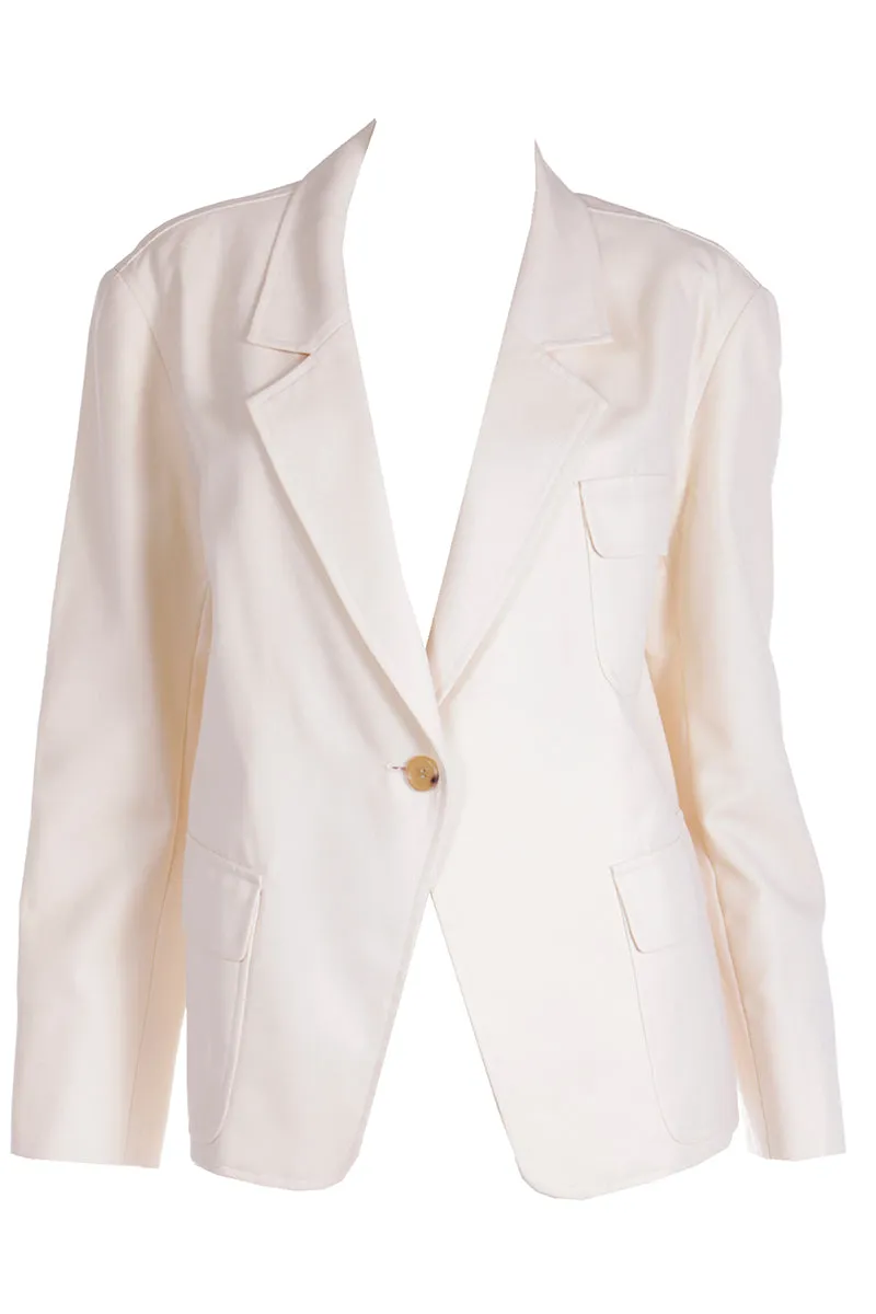 1990s Isaac Mizrahi Vintage Boxy Cream Wool Blazer