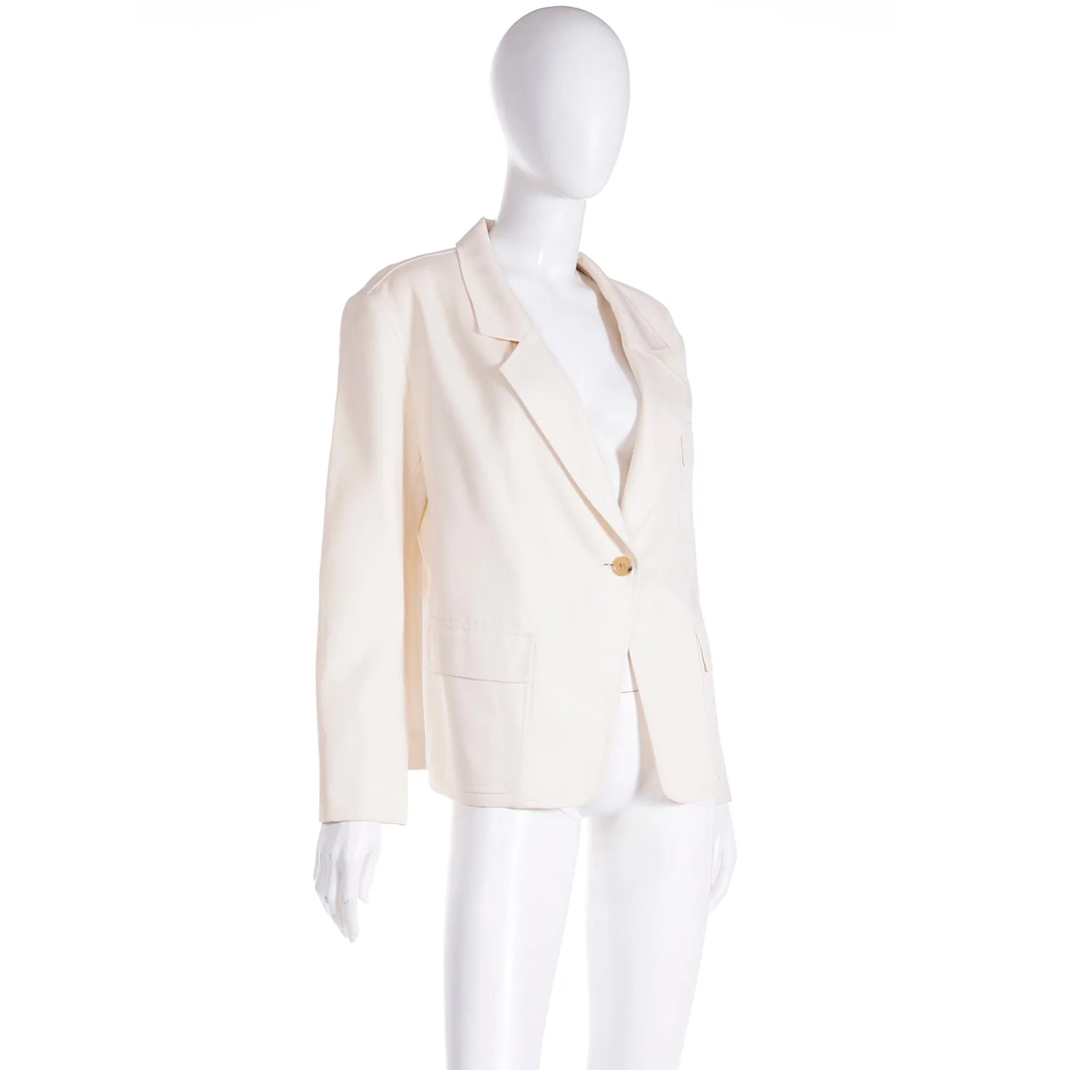 1990s Isaac Mizrahi Vintage Boxy Cream Wool Blazer