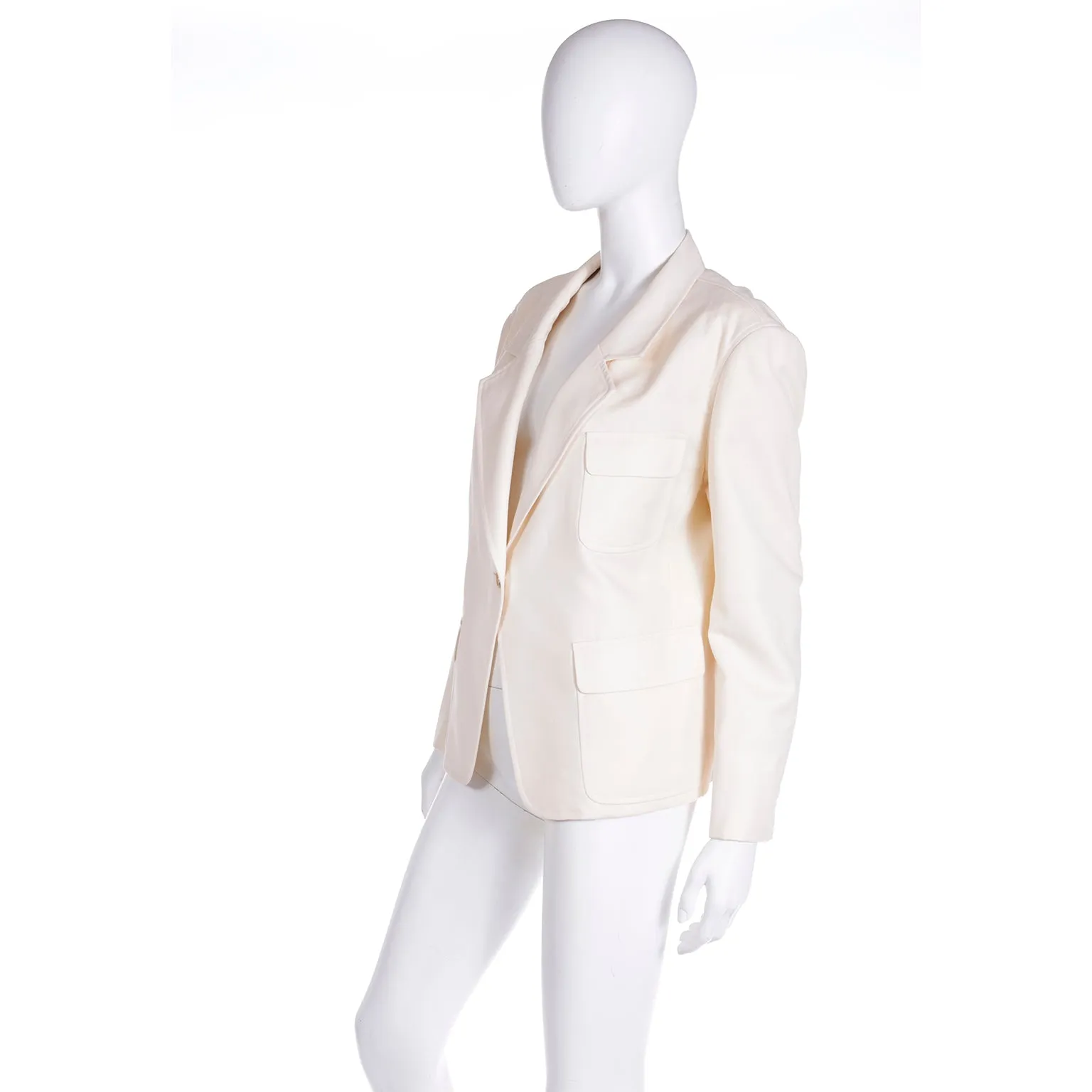 1990s Isaac Mizrahi Vintage Boxy Cream Wool Blazer