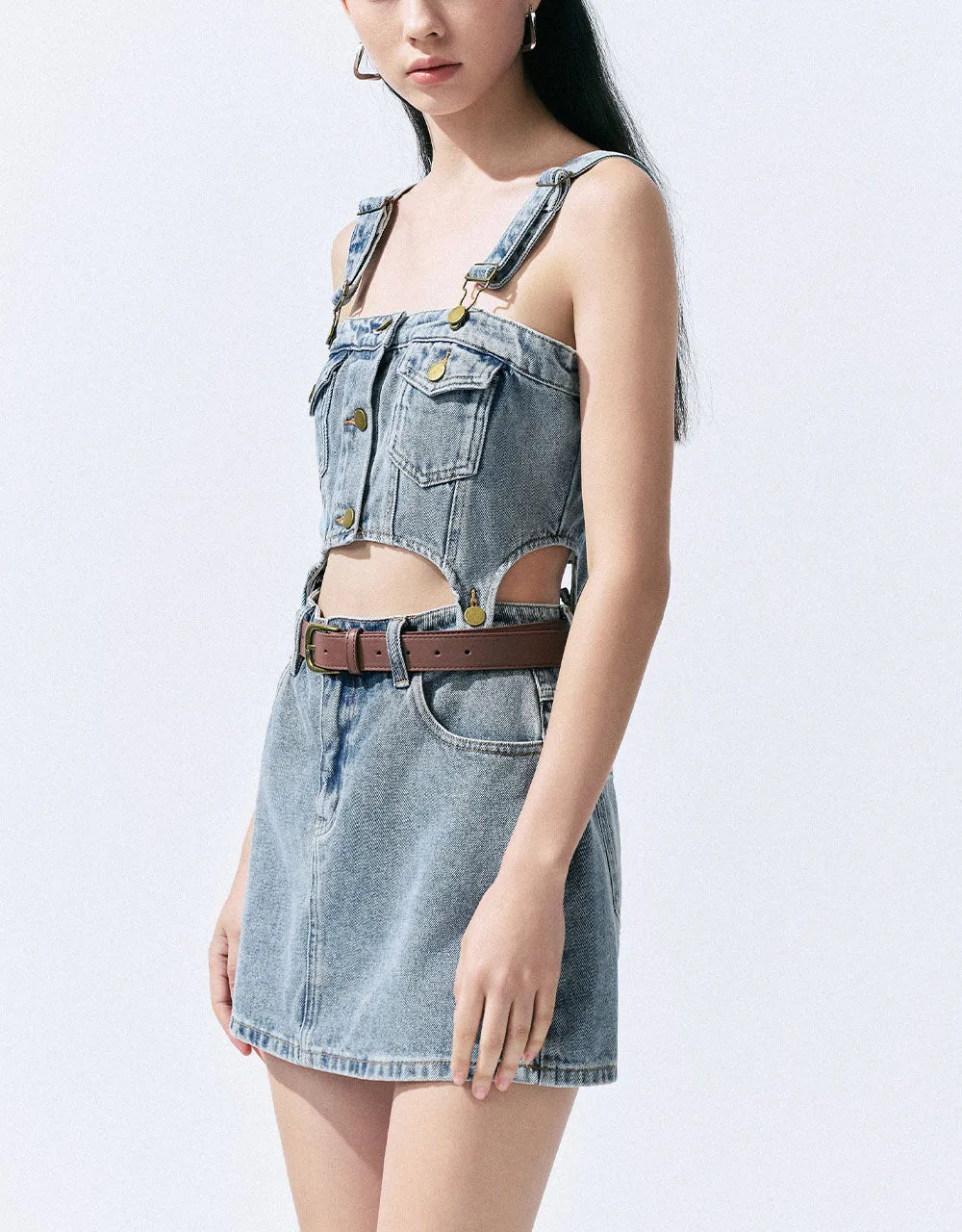 2 In 1 Denim Pinafore Dress