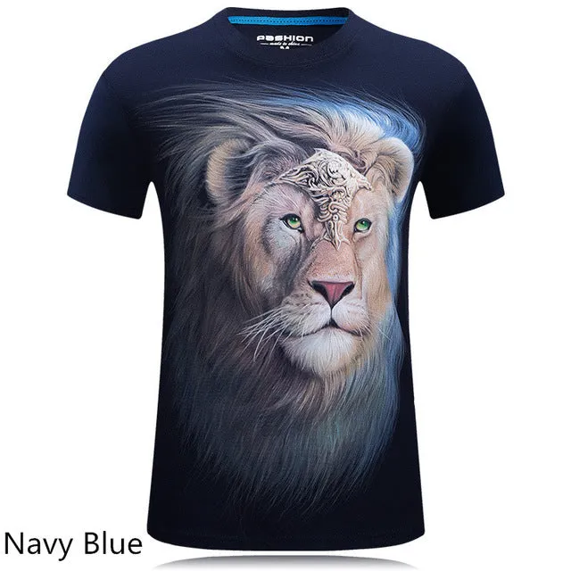 2016 summer Men's brand clothing O-Neck short sleeve animal T-shirt gas monkey/lion 3D Digital Printed T shirt Homme large size