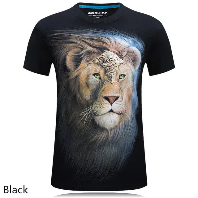 2016 summer Men's brand clothing O-Neck short sleeve animal T-shirt gas monkey/lion 3D Digital Printed T shirt Homme large size