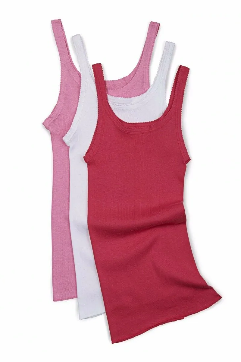 6 Pack Teena Cotton Singlet Bonds Kids Girls Singlets Vest Vests White Pink Top