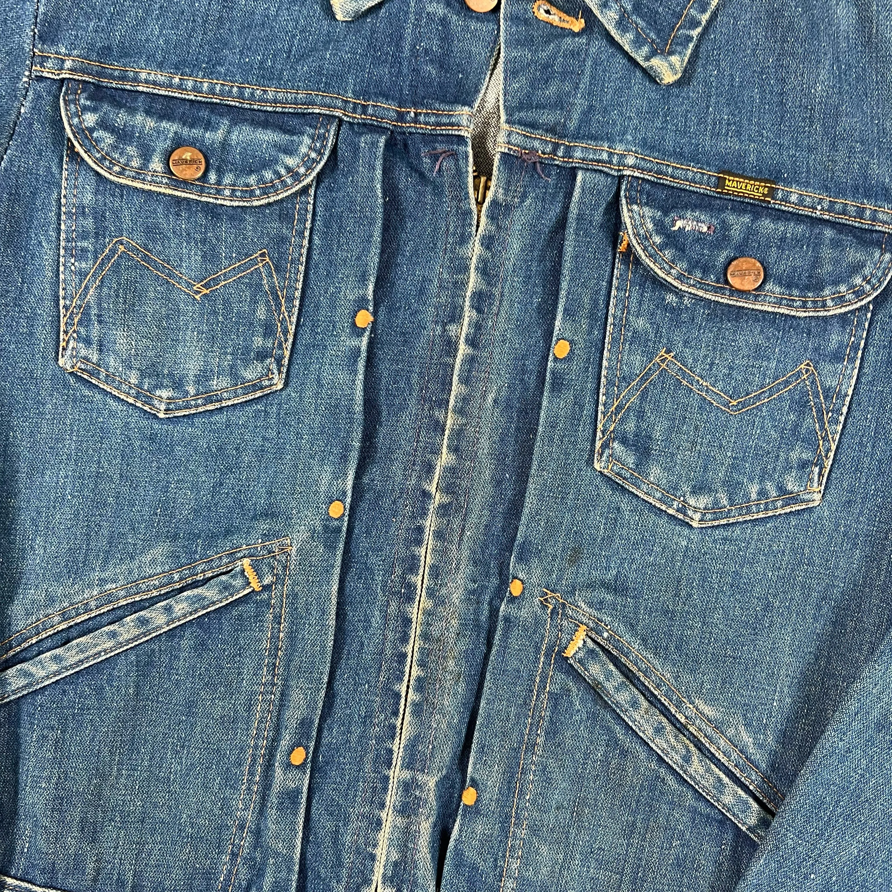 60s Maverick Blue Bell Zip Up Denim Jacket- S