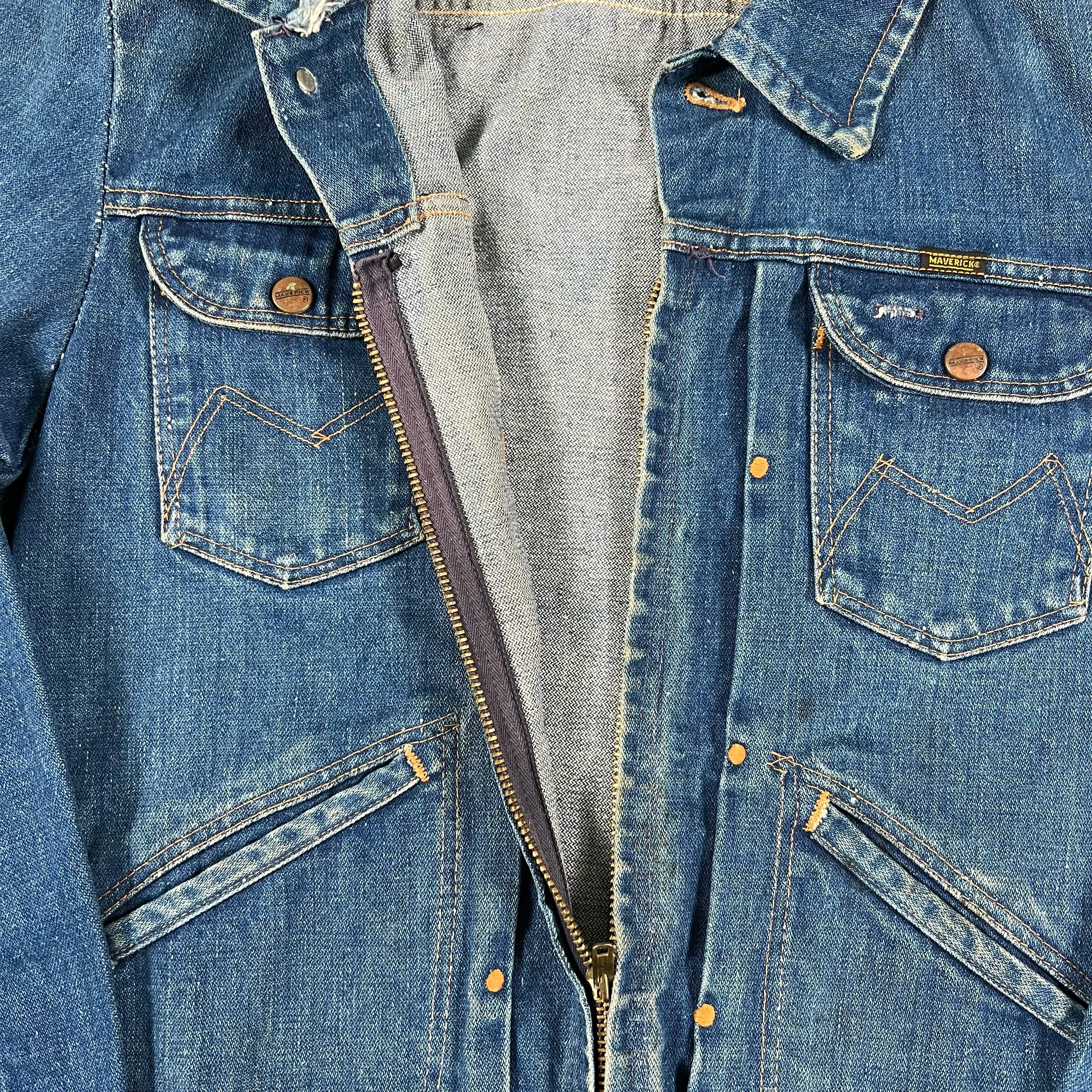 60s Maverick Blue Bell Zip Up Denim Jacket- S