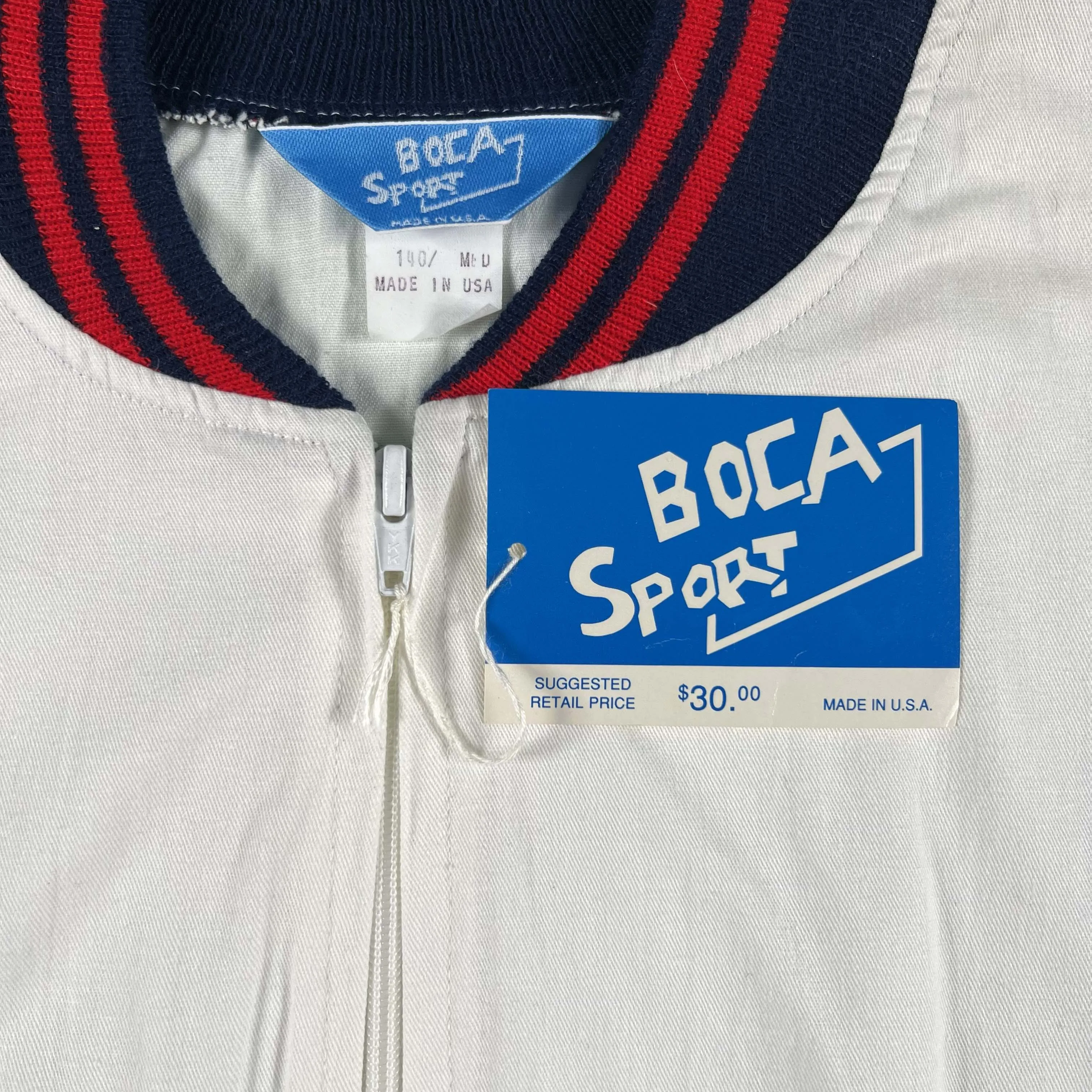 80s Boca Sport Dead Stock White Jacket- M