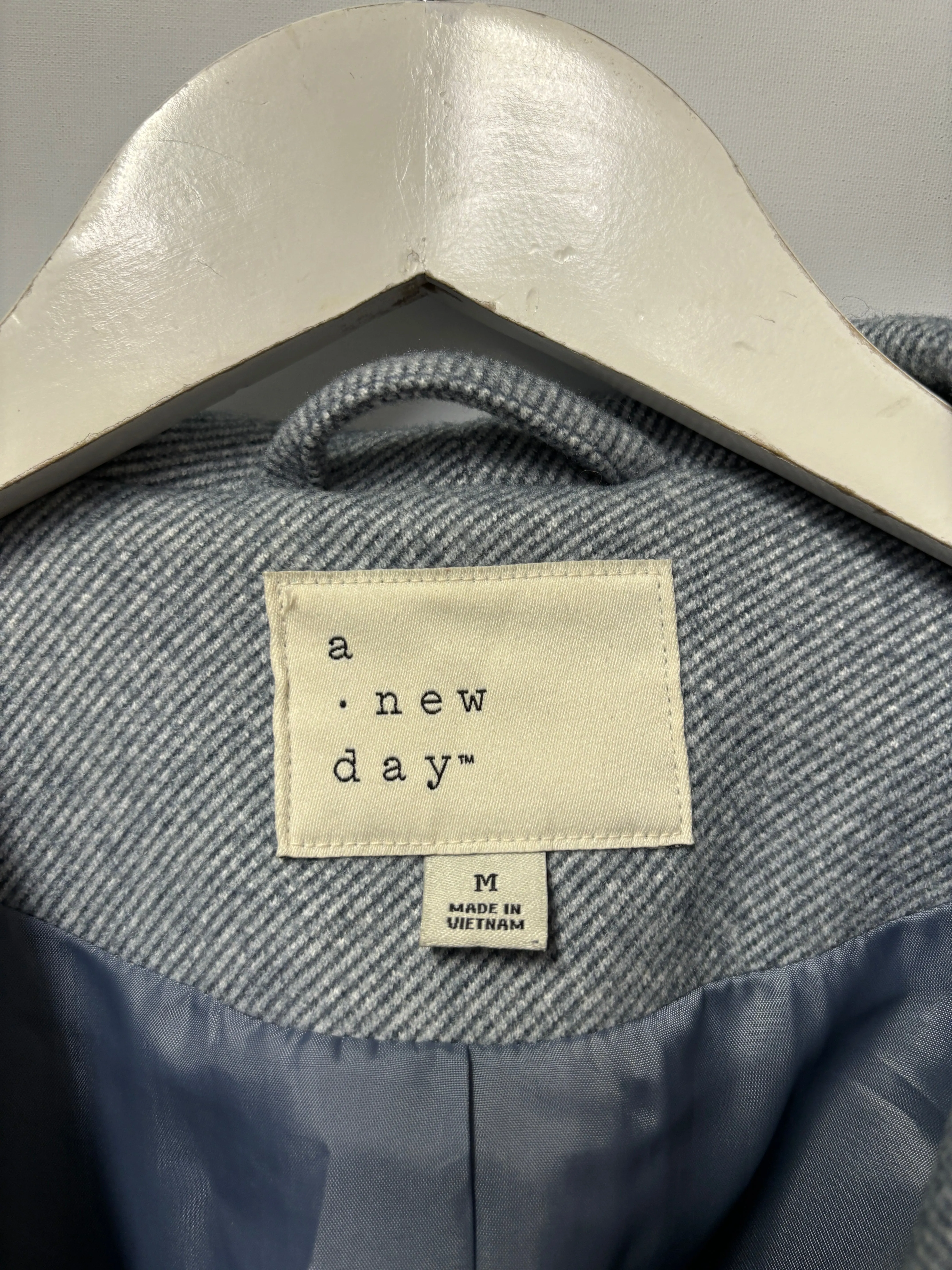 A New Day Blue Striped Coat Medium