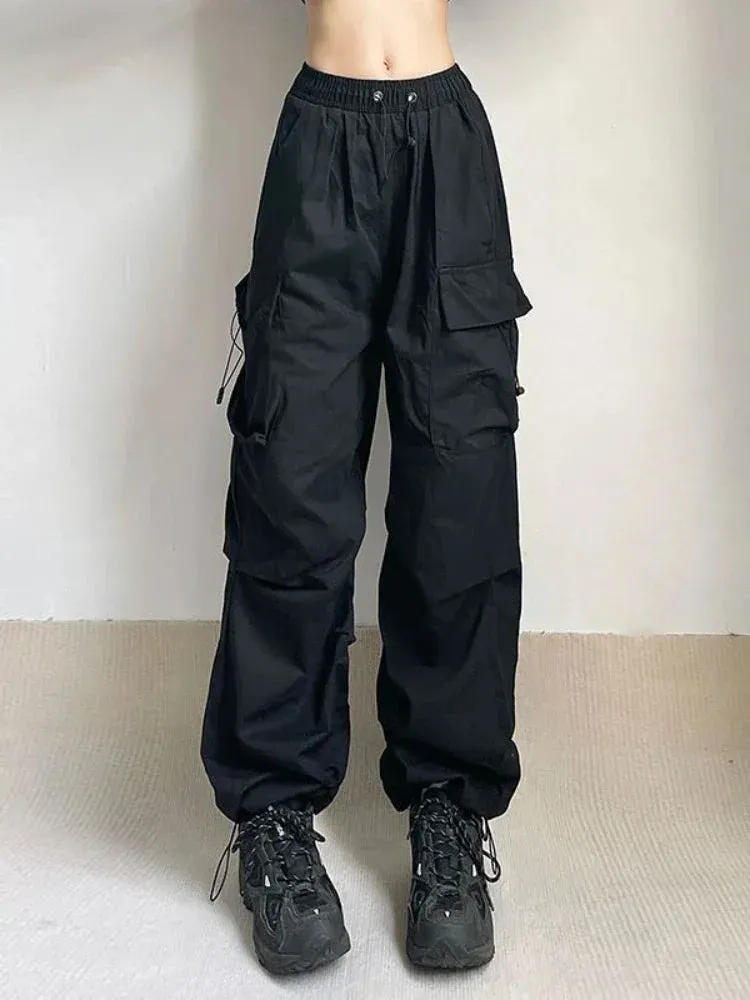 Advbridge  Y2k Hip Hop Wide Leg Joggers Baggy Sweatpants Harajuku Oversized Cargo Parachute Pants Women Streetwear Vintage Overalls