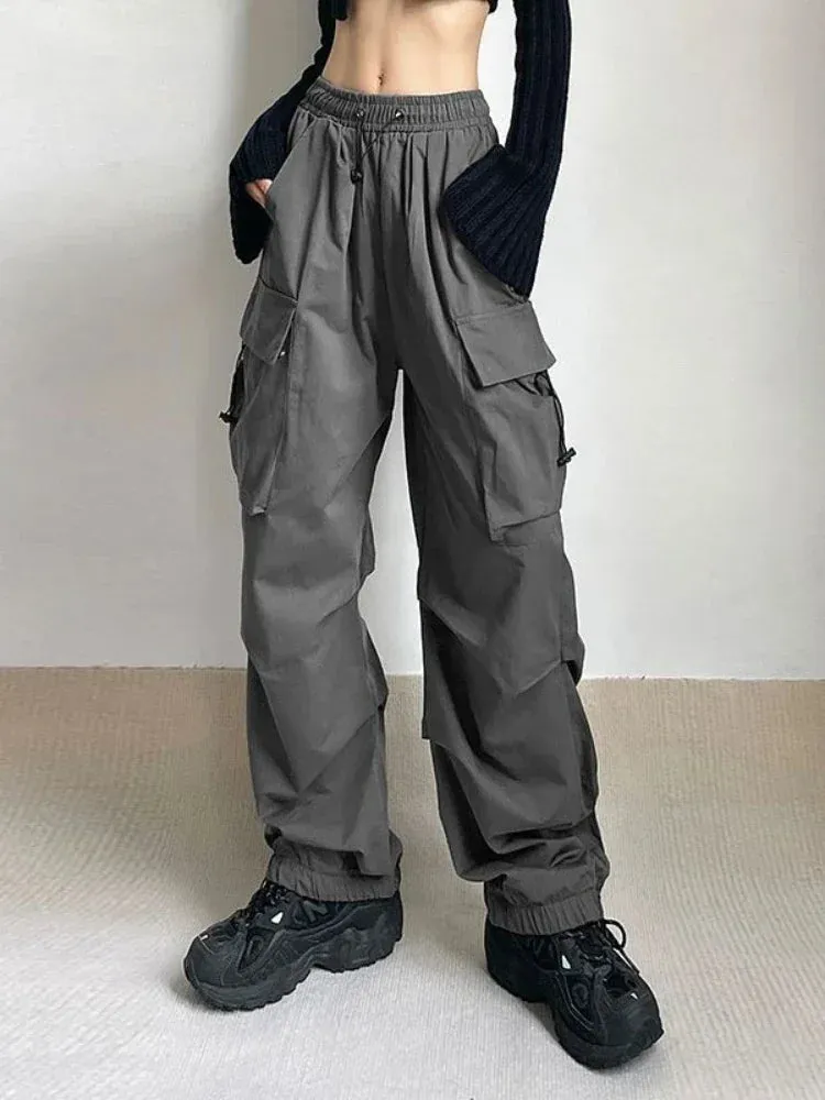 Advbridge  Y2k Hip Hop Wide Leg Joggers Baggy Sweatpants Harajuku Oversized Cargo Parachute Pants Women Streetwear Vintage Overalls