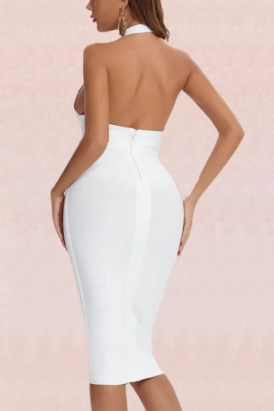 Ali Bandage Midi Dress - Pearl White