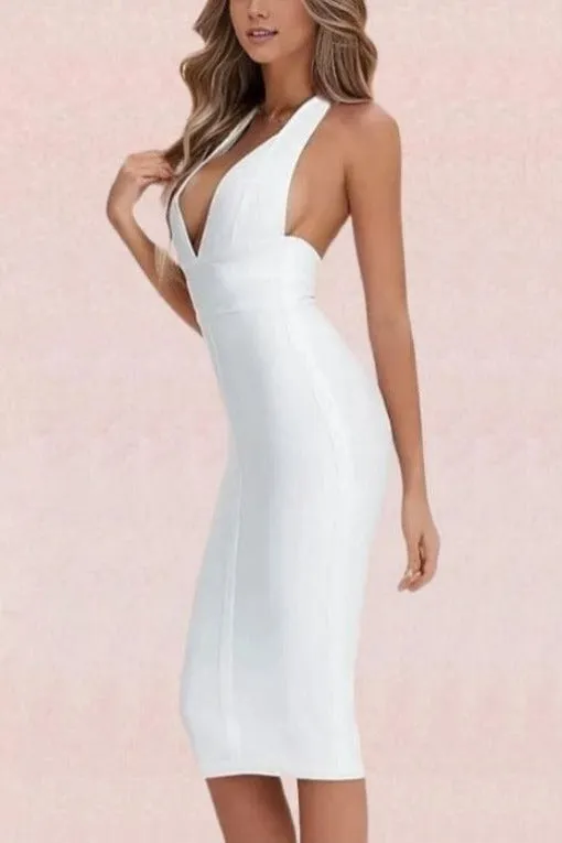 Ali Bandage Midi Dress - Pearl White