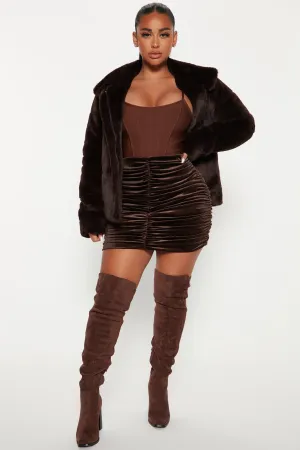 All Fur It Faux Fur Jacket - Chocolate