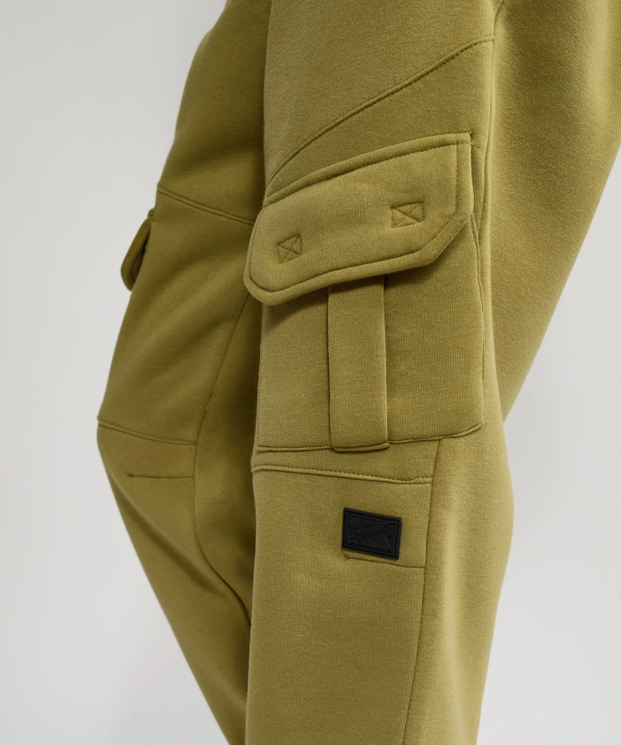 Banks Relaxed Fit Fleece Cargo Pants - Olive Green