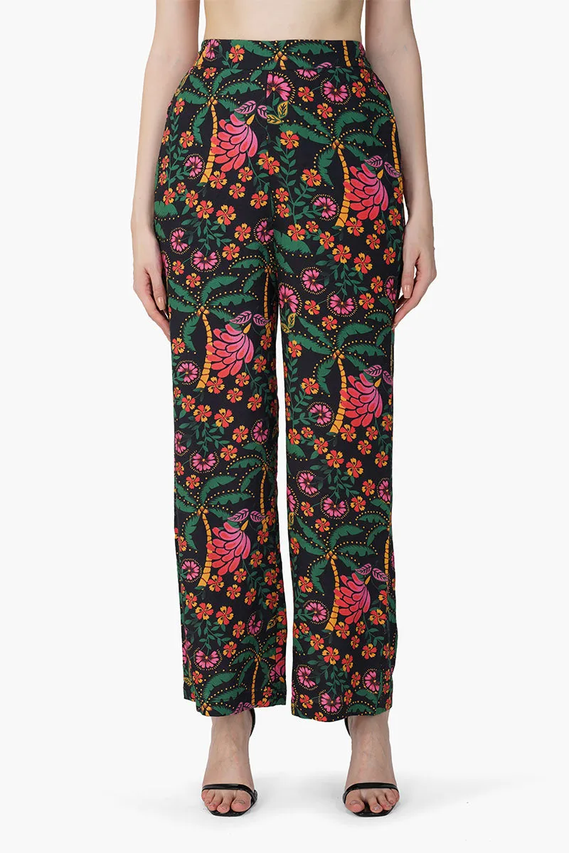 Black Autumn Flora Pants