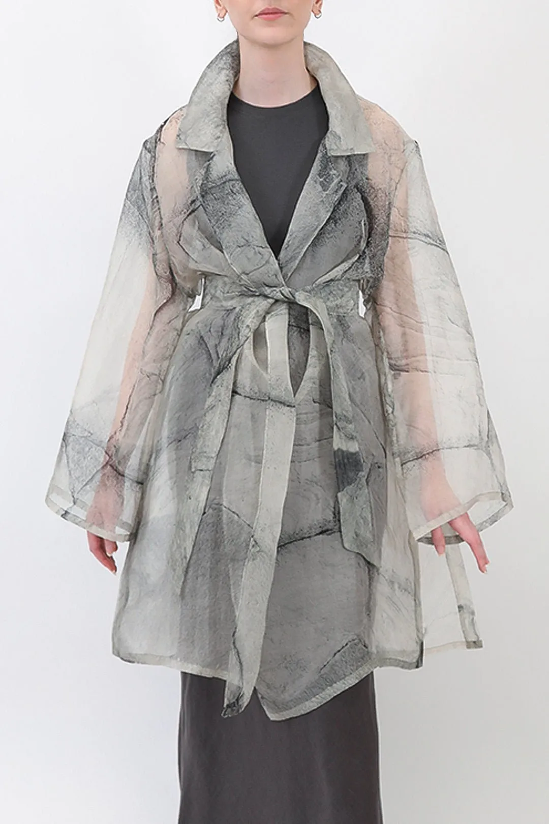 BLYTHE SILK ORGANZA DRESS JACKET IN STONEY GREY