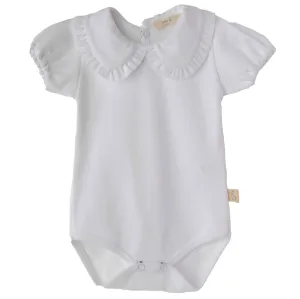 Bodysuit - Shortsleeved with Frilly Collar