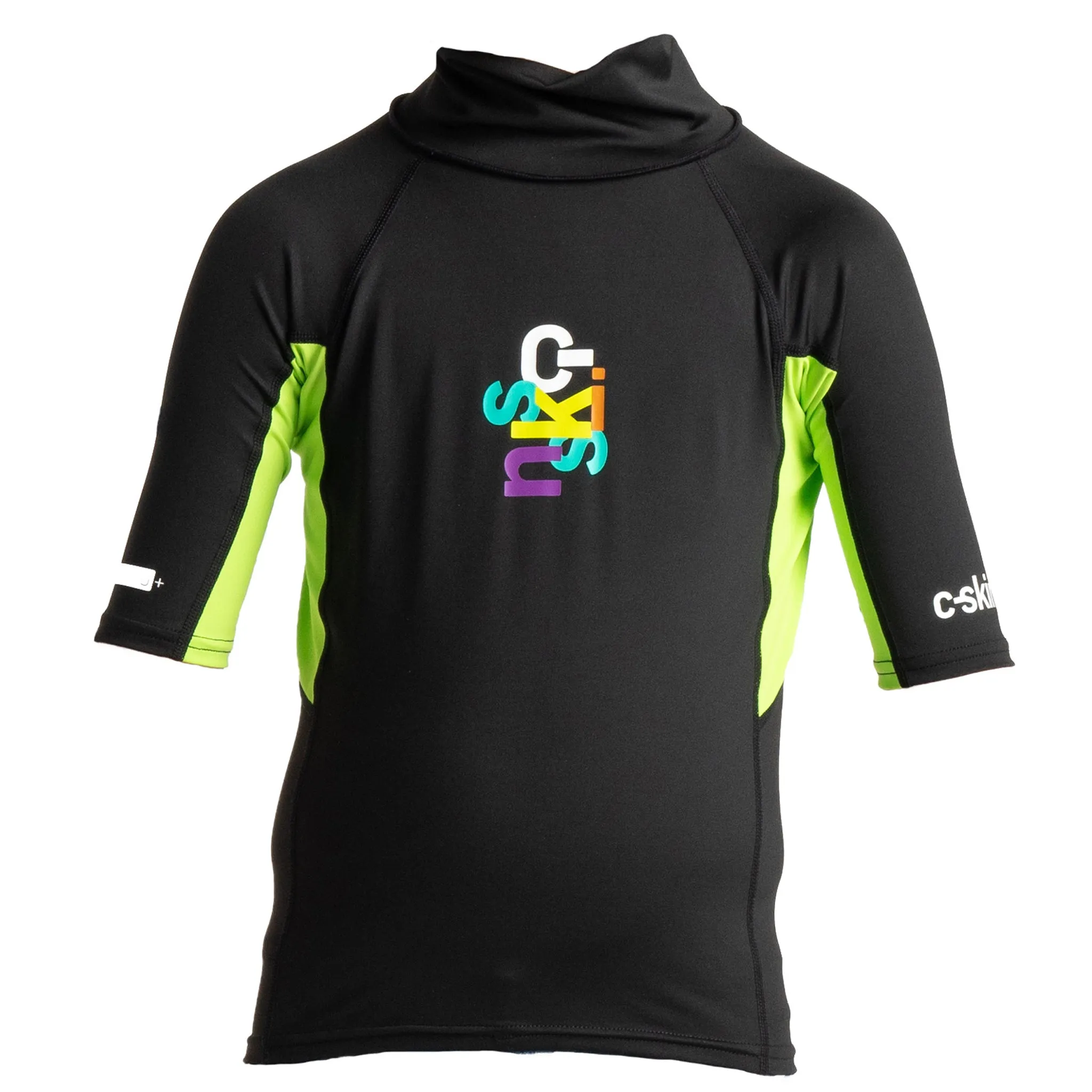 C-Skins Rash X Junior UV50 Short Sleeve Rash Vest - Black/Lime/Multi