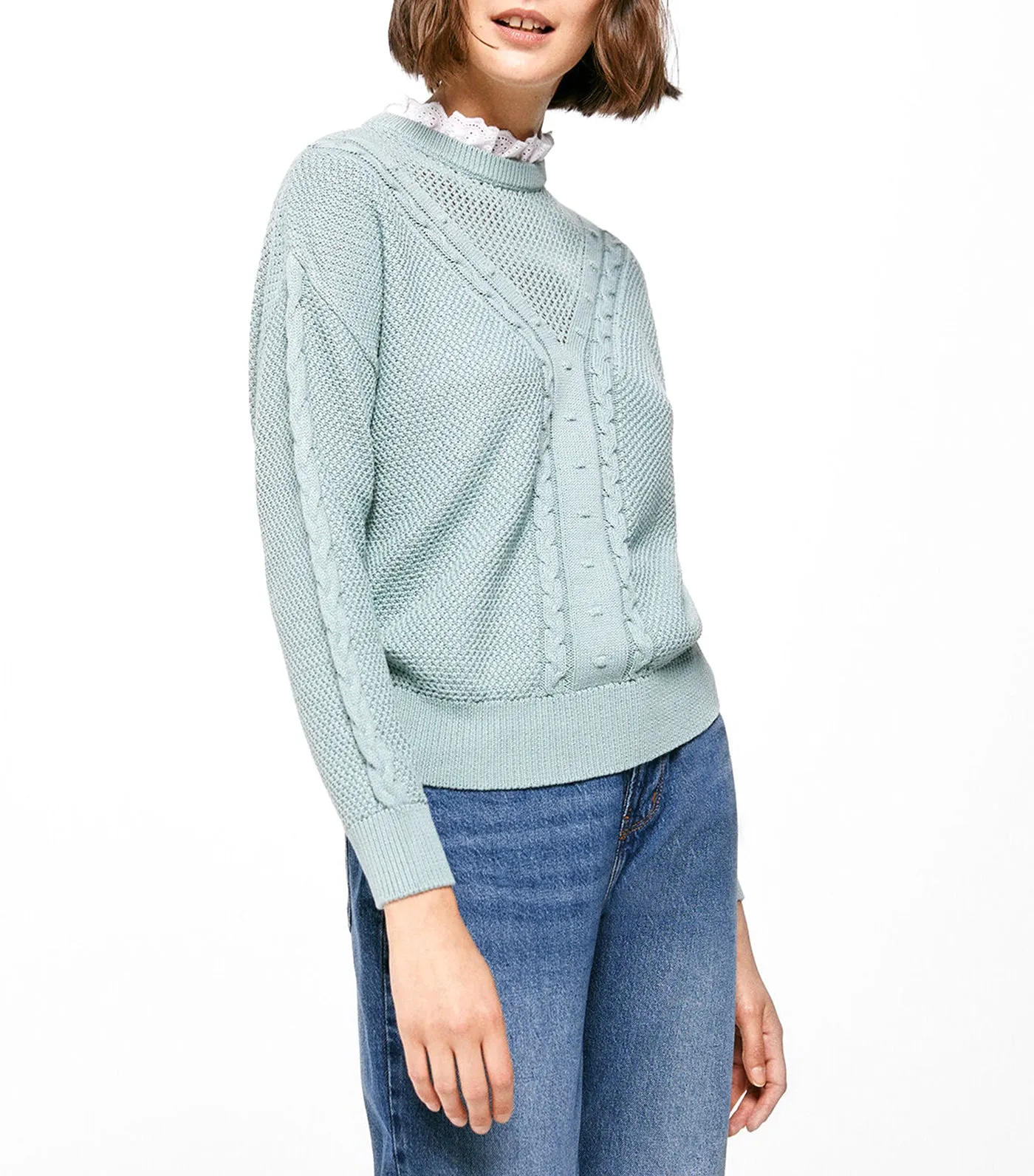 Cable Knit Sweater Blue