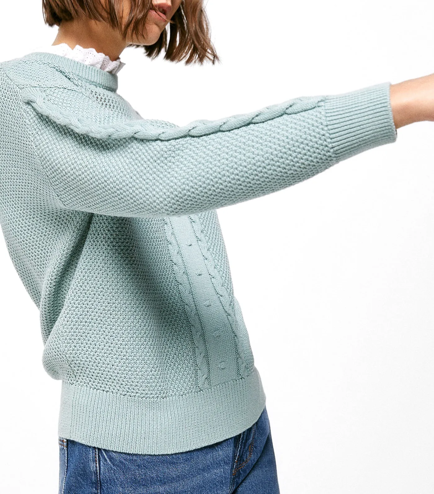 Cable Knit Sweater Blue