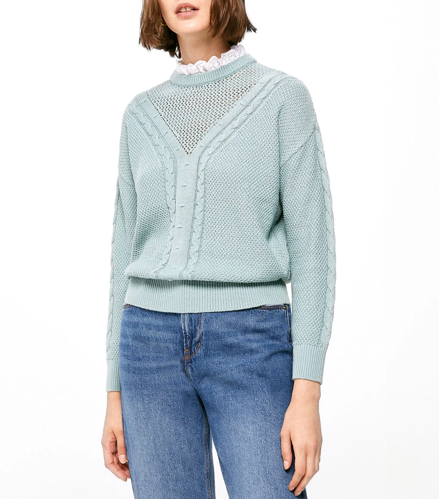 Cable Knit Sweater Blue