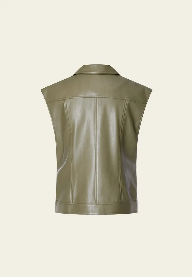 Cap Sleeve Vegan Leather Vest