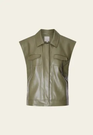 Cap Sleeve Vegan Leather Vest