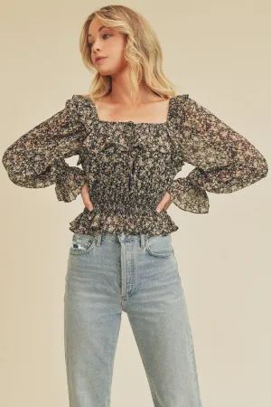 Carry On Smocked Waist Ruffle Top