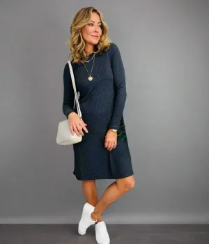 Charcoal Ribbed Jersey Dress