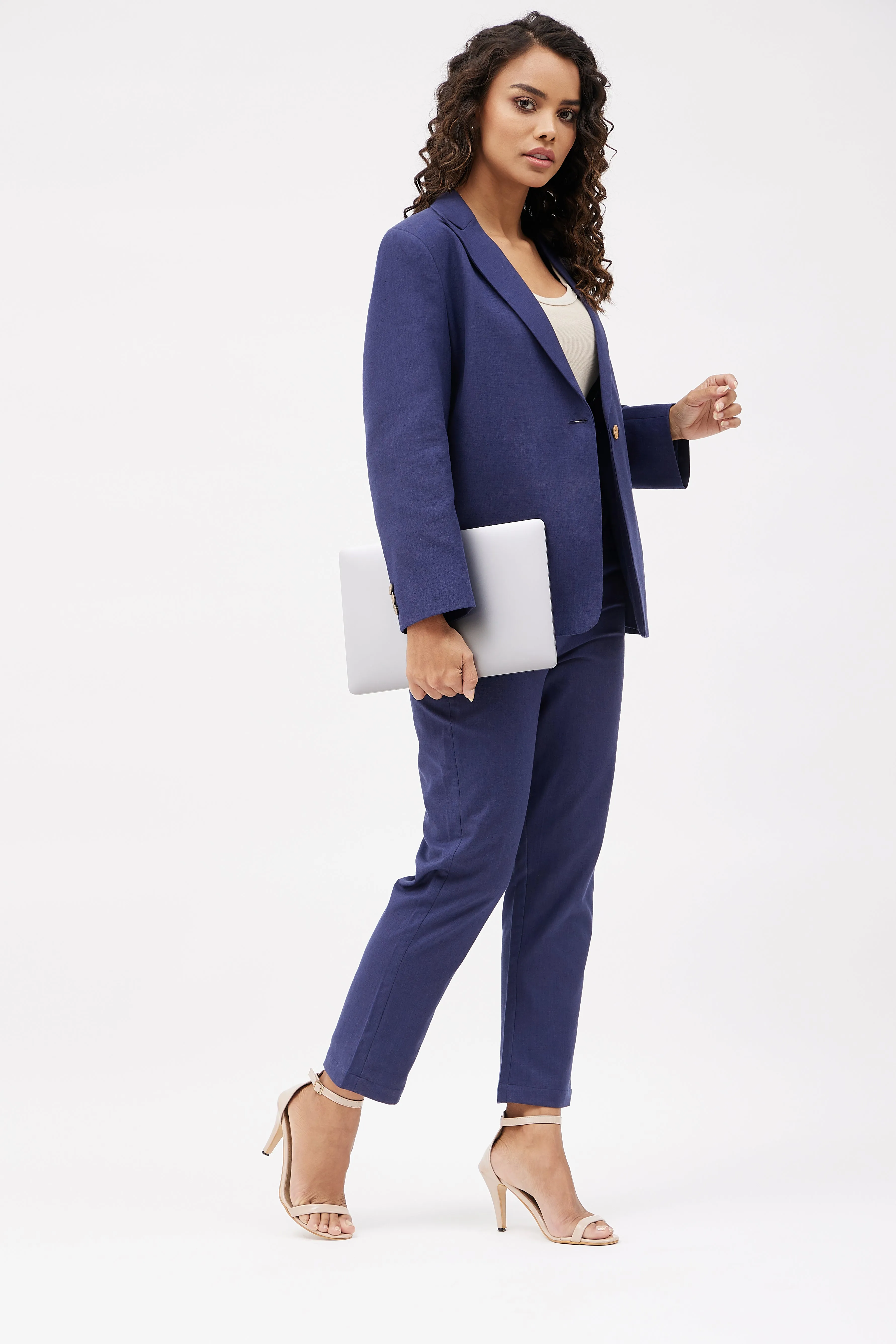 Classic Work Blazer & Trouser Set - Navy Blue