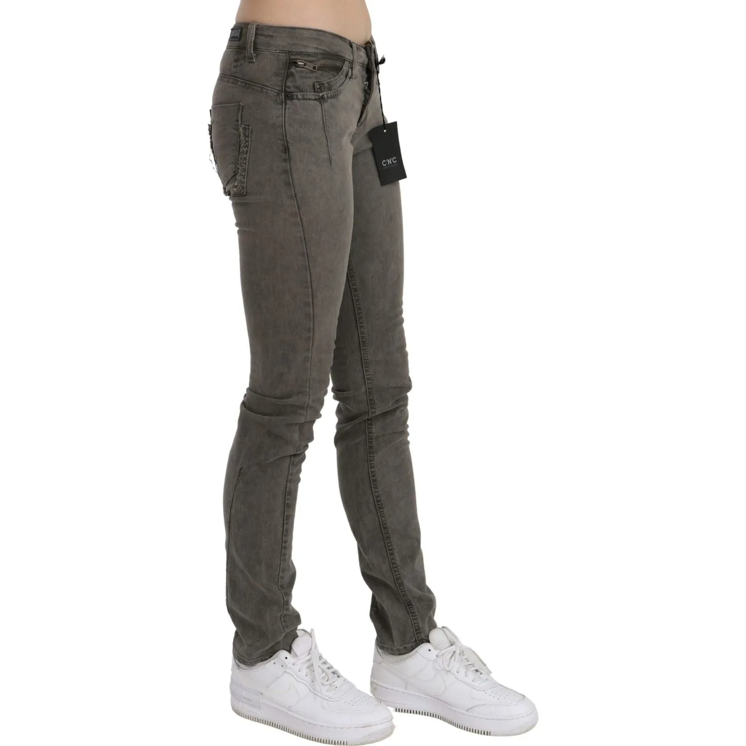 Costume National Chic Gray Slim Fit Cotton Jeans