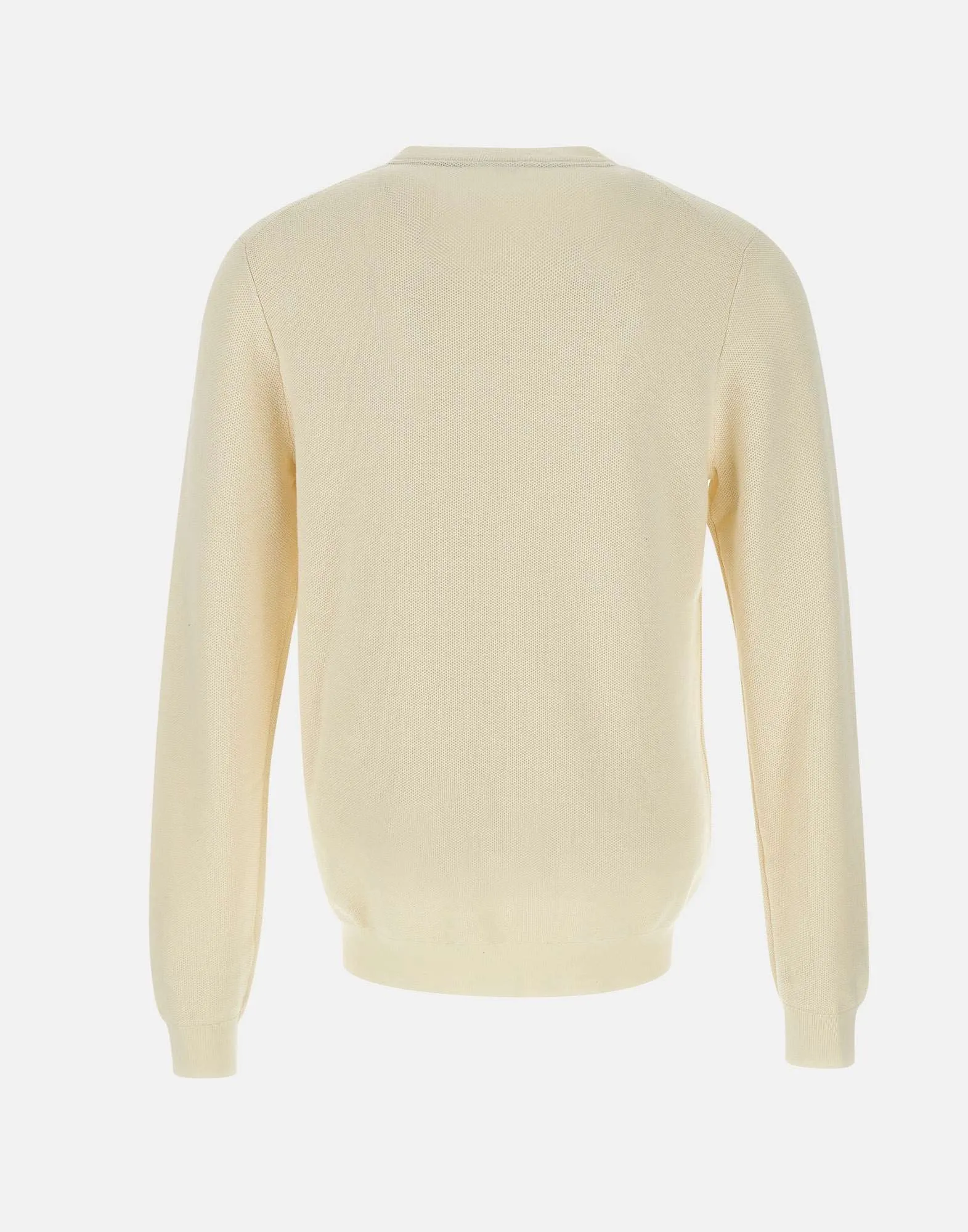 Cream Honeycomb Texture Crew Neck Sweater