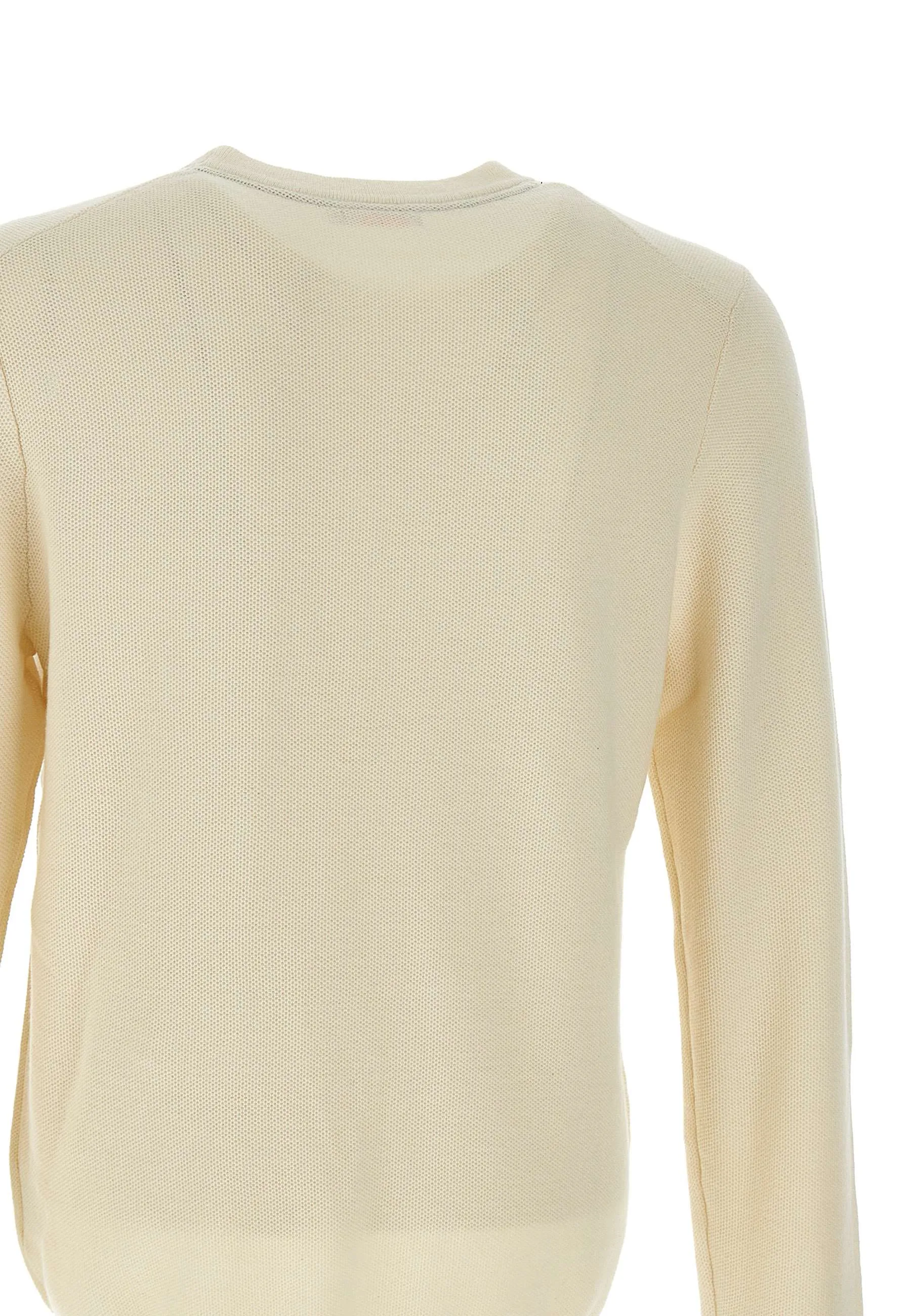 Cream Honeycomb Texture Crew Neck Sweater