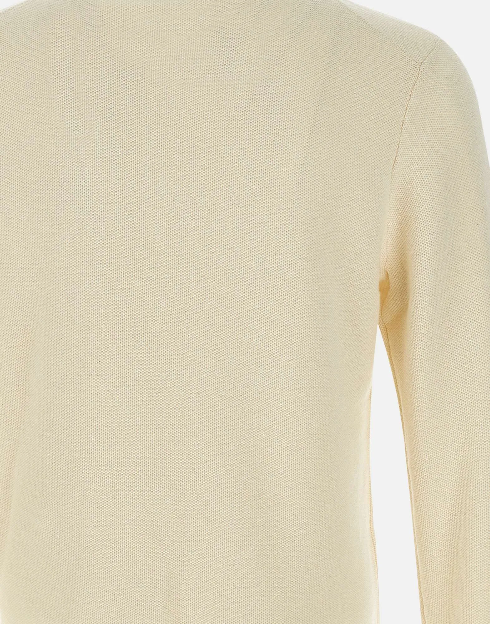 Cream Honeycomb Texture Crew Neck Sweater