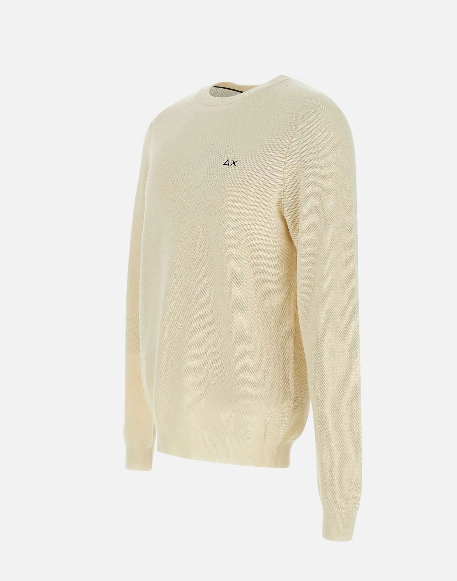 Cream Honeycomb Texture Crew Neck Sweater