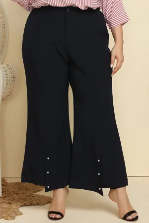 Curvy Girl Hem Detail Flare Pants