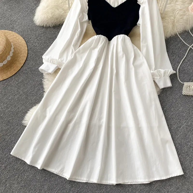 Cute A line long sleeve dress A line fashion dress     S213