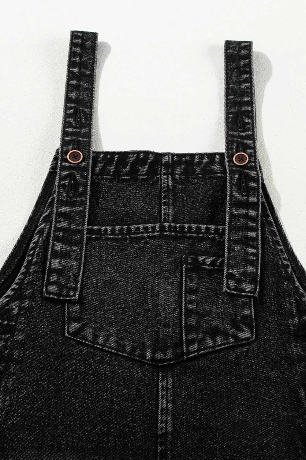 Distressed Wide Strap Denim Overalls