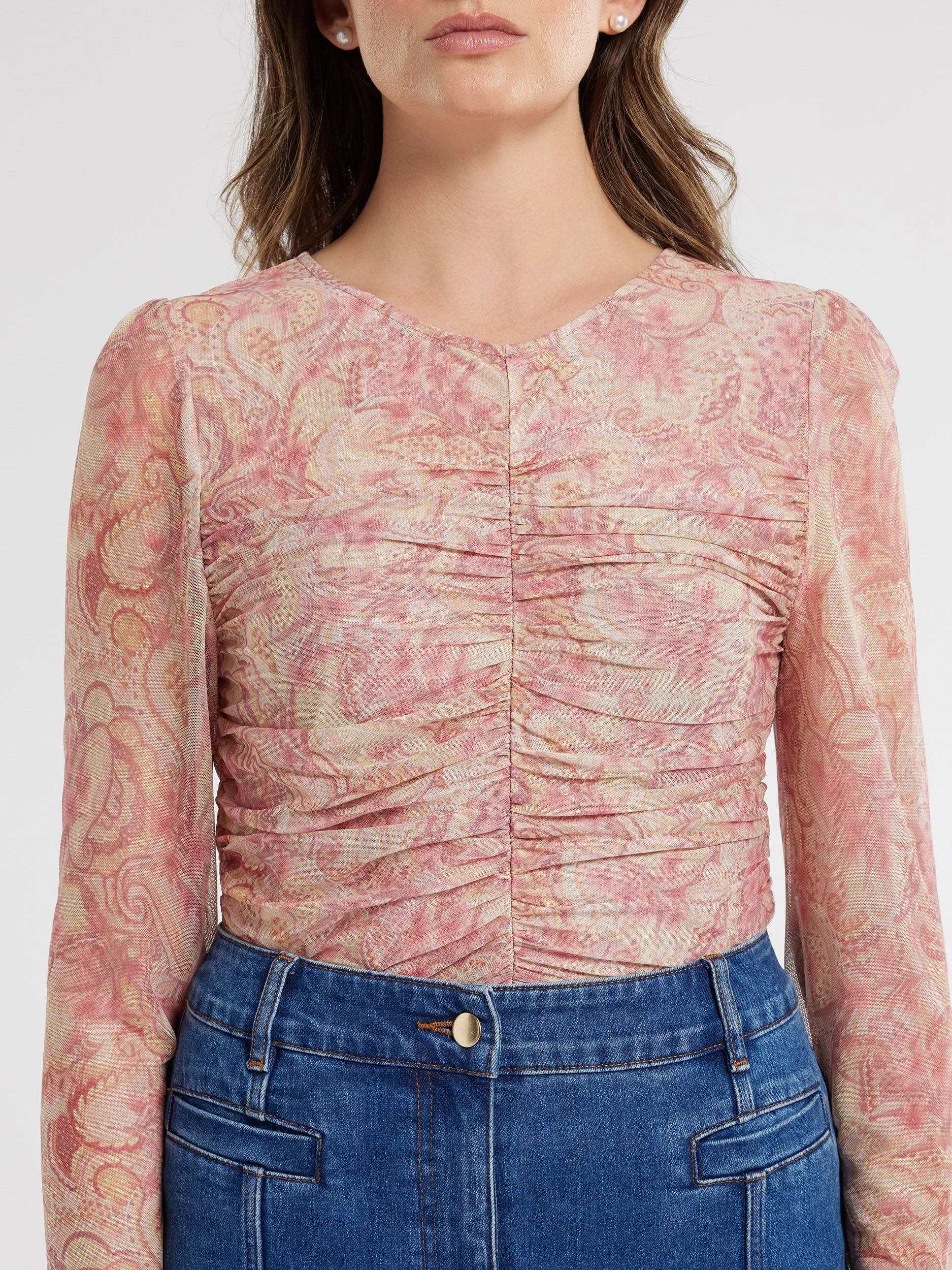 Floral Paisley Mesh Top