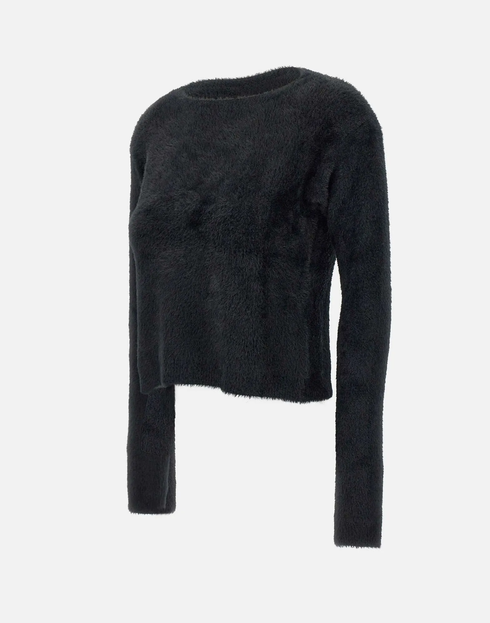 Fur Effect Black Sweater for Women