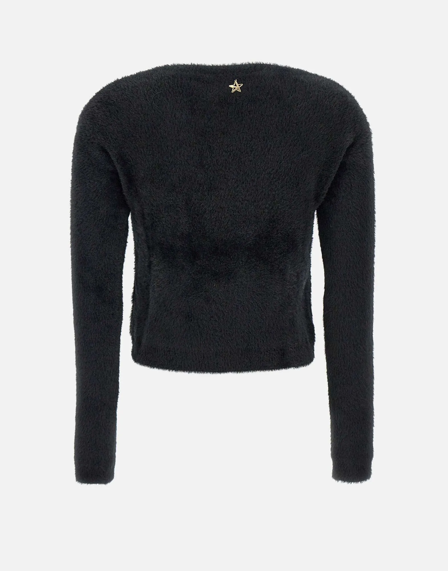 Fur Effect Black Sweater for Women