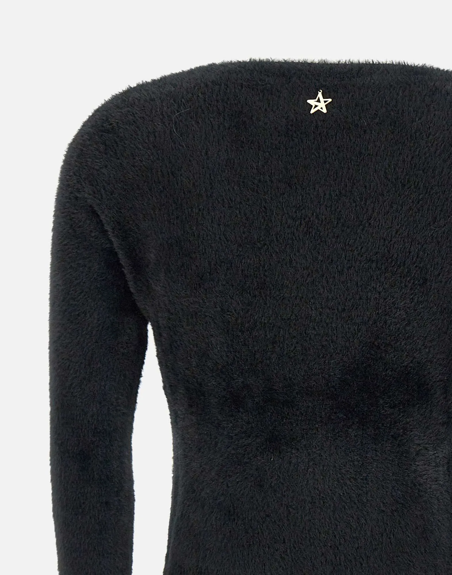 Fur Effect Black Sweater for Women