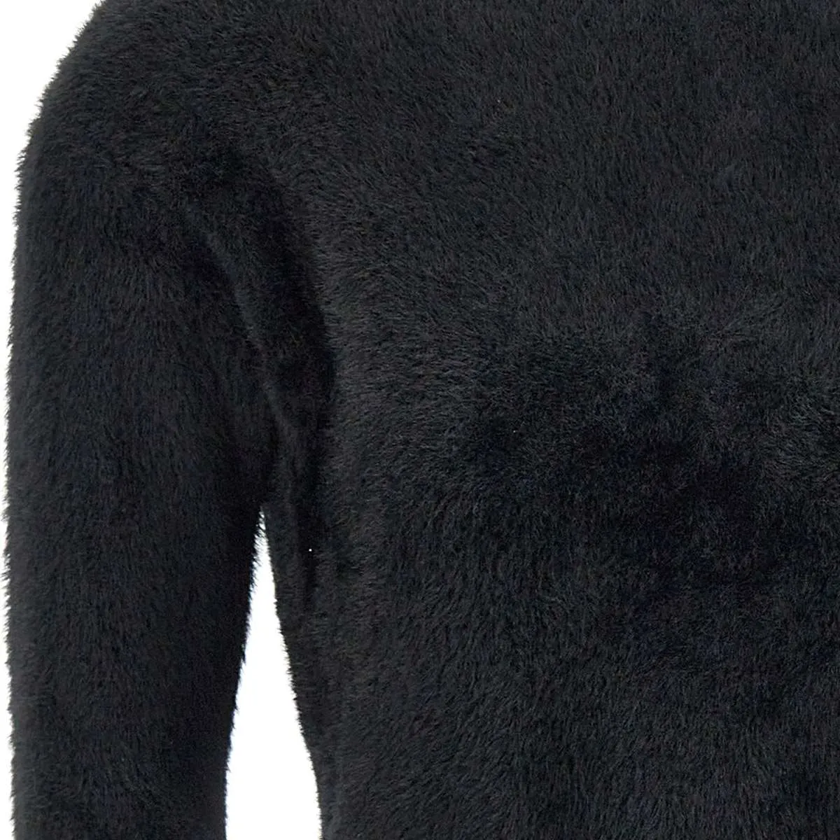 Fur Effect Black Sweater for Women