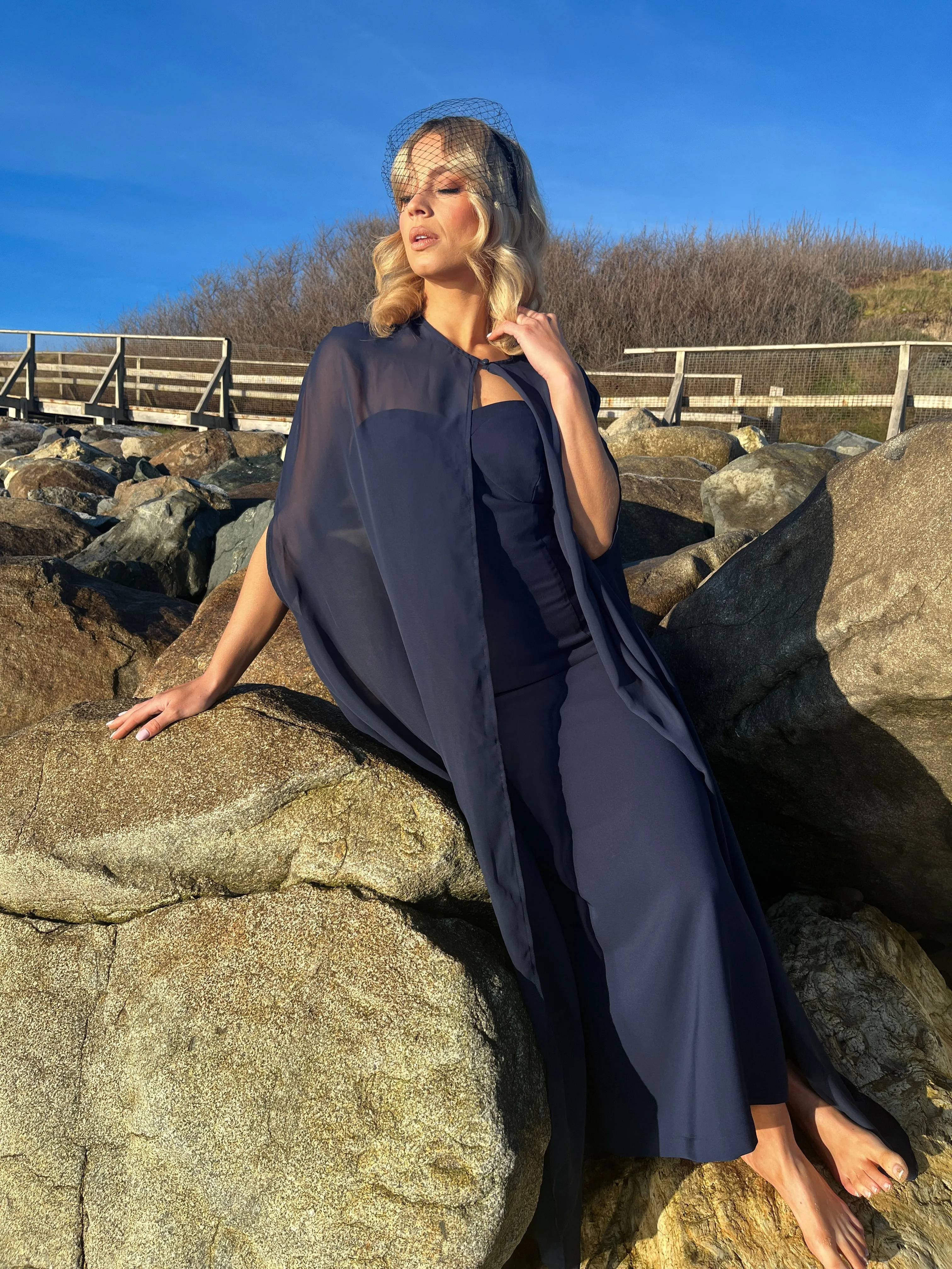 Ines Navy Dress & Cape