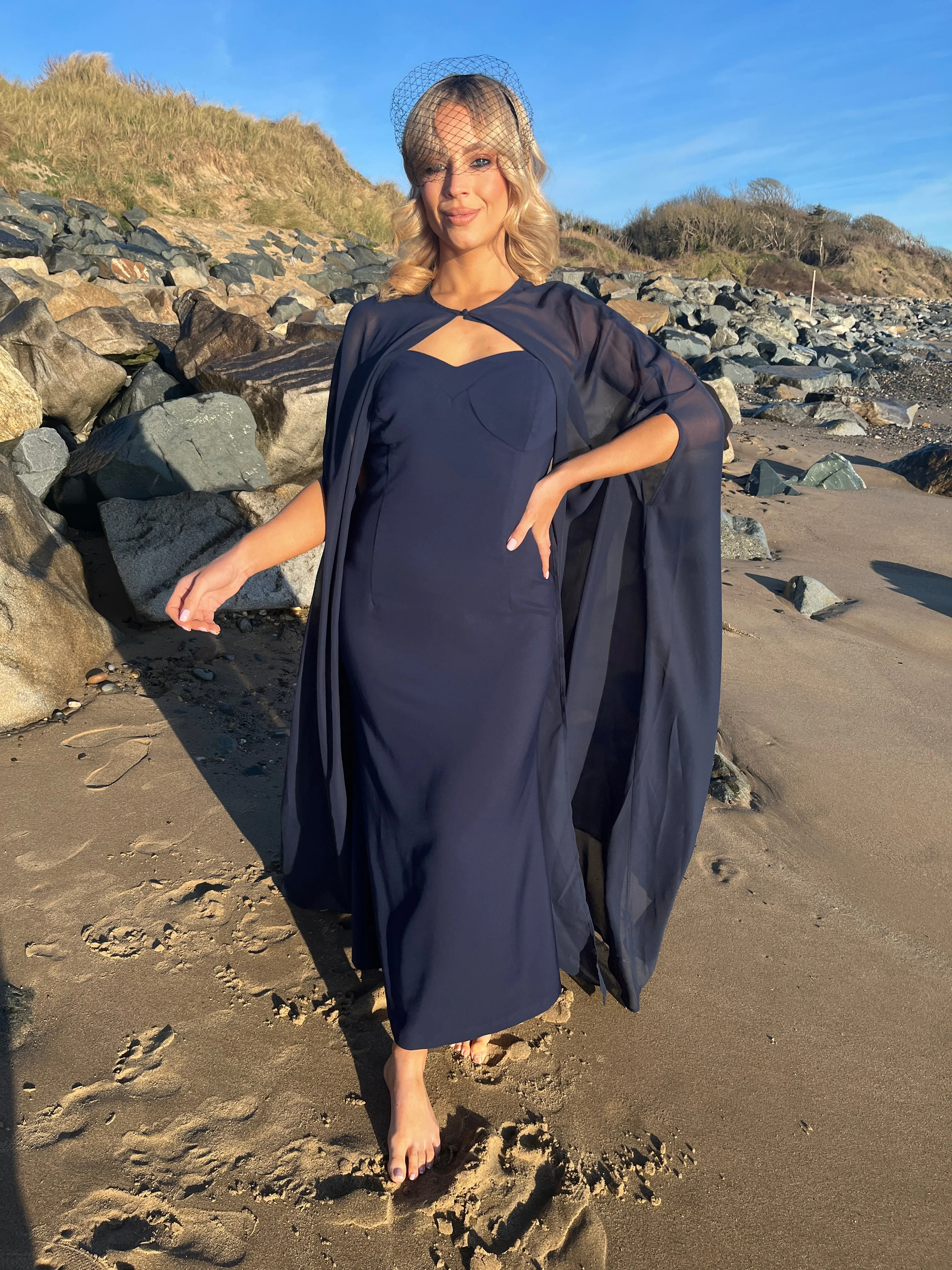 Ines Navy Dress & Cape