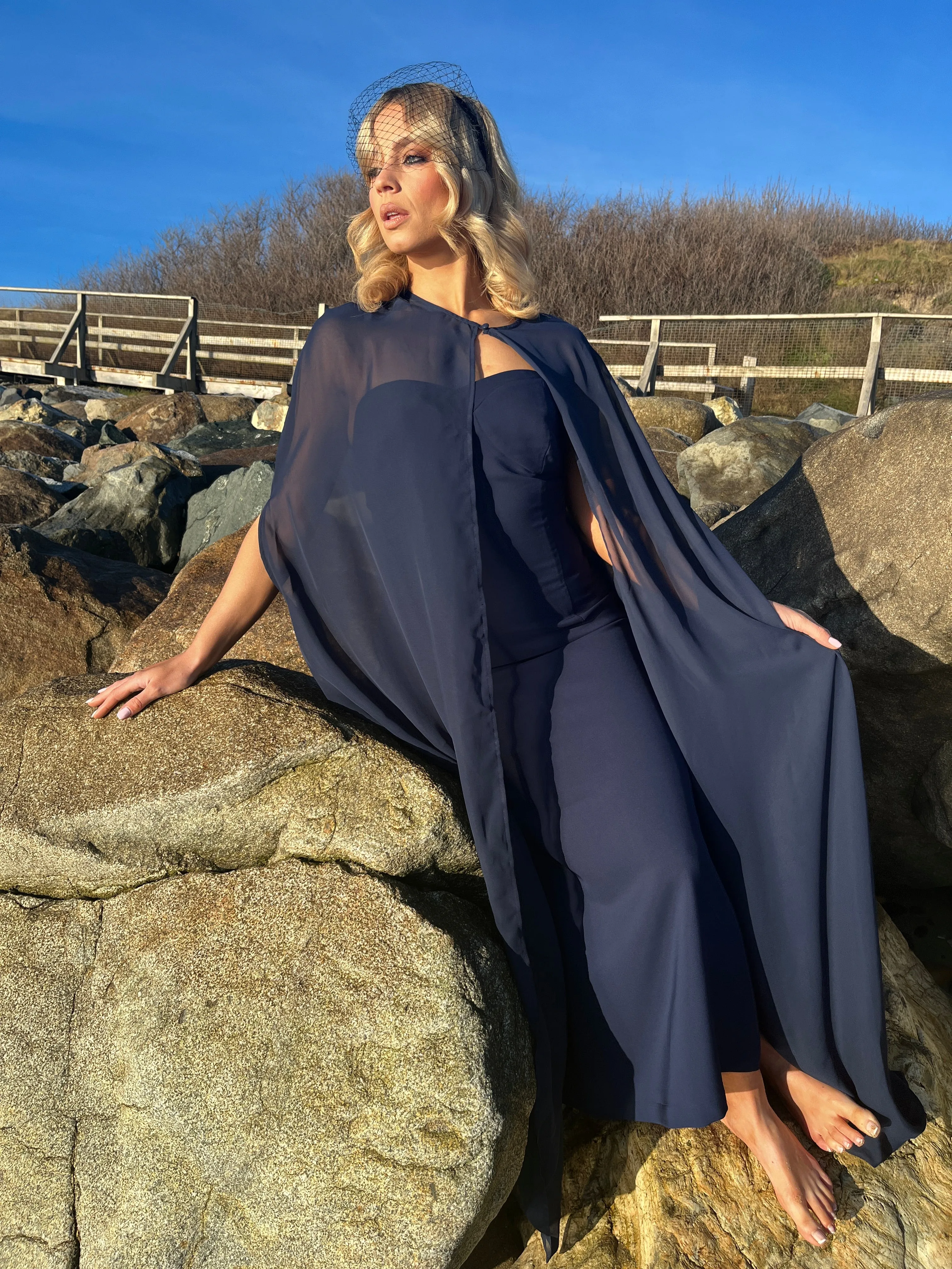 Ines Navy Dress & Cape