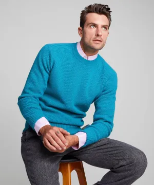 Italian Ribbed Raglan Crew in Teal