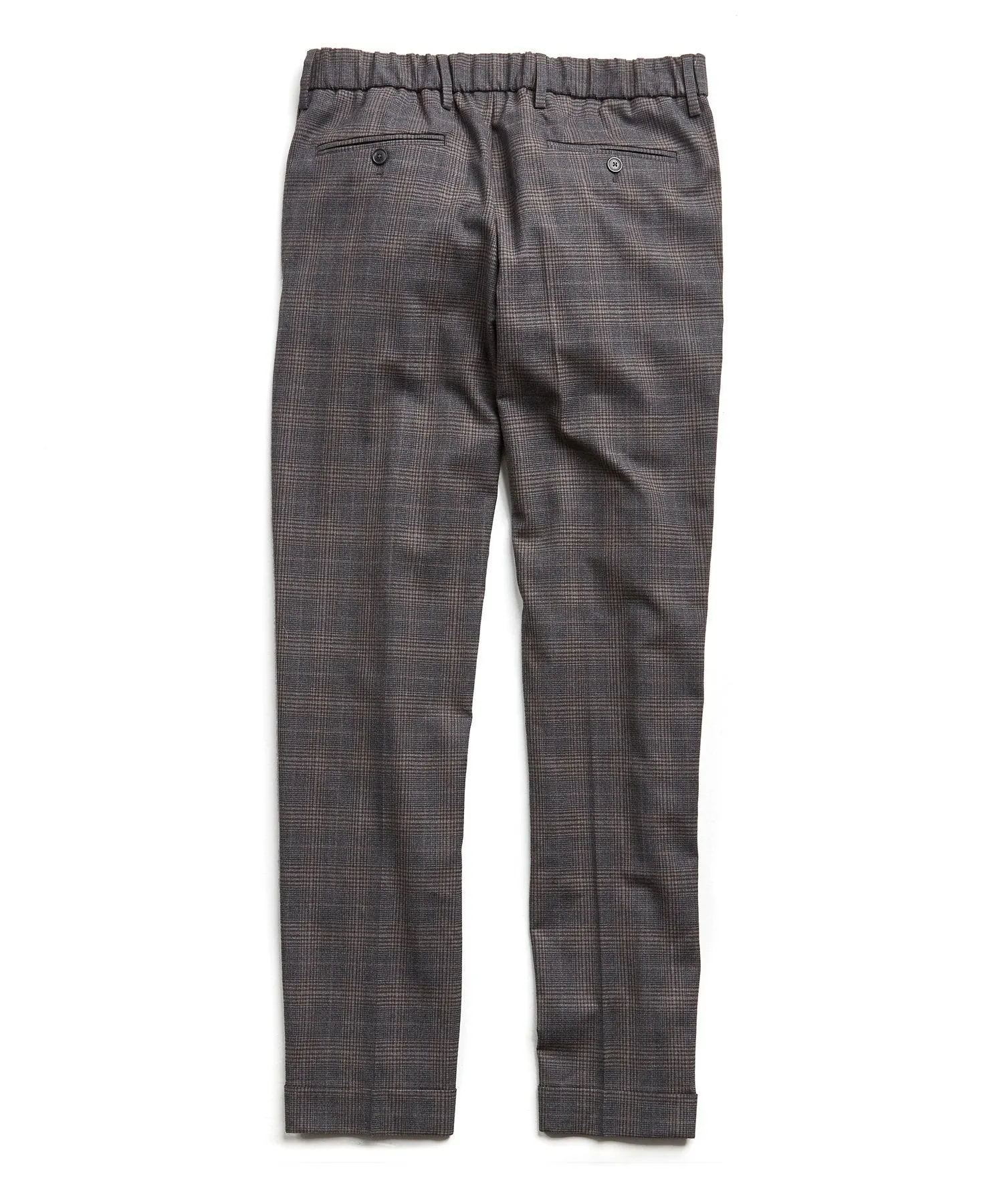 Italian Stretch Wool Glen Plaid Pleated Elastic Pant