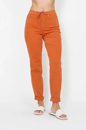 Judy Blue HW Auburn Orange Double Cuff Jogger